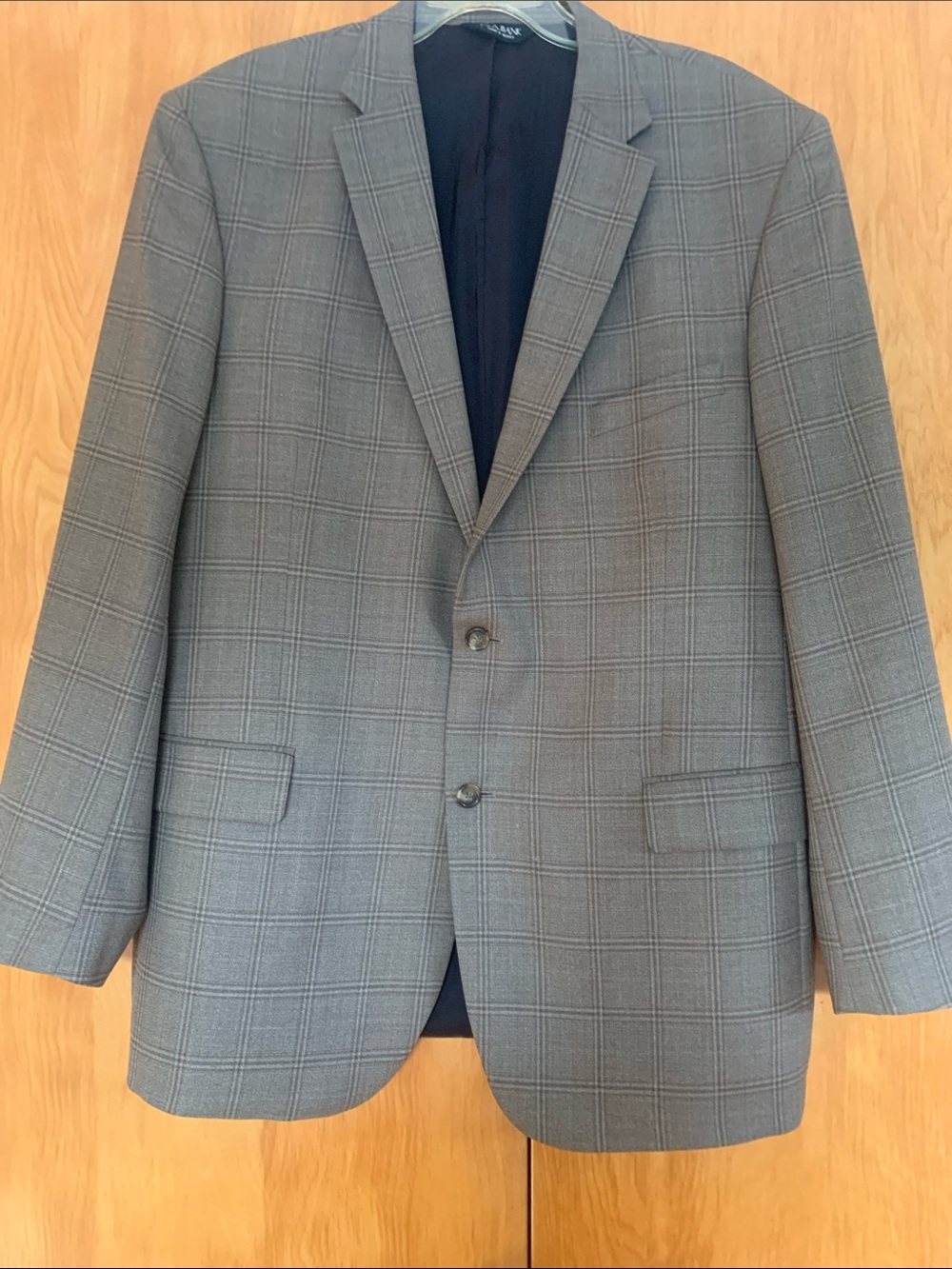 Jos. A. Bank 100% Wool Tan & Brown Windowpane Blazer sz 46L
